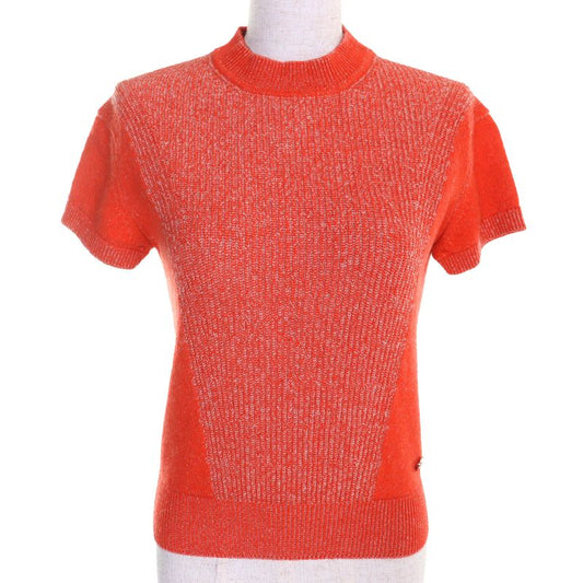 Hermes 2023 3h2600d1 100% Cashmere Circle Logo Part Short Sleeve Knit Top