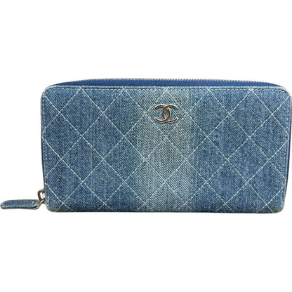 Chanel ⑤ 27403650 Denim Long Wallet For Women Blue -