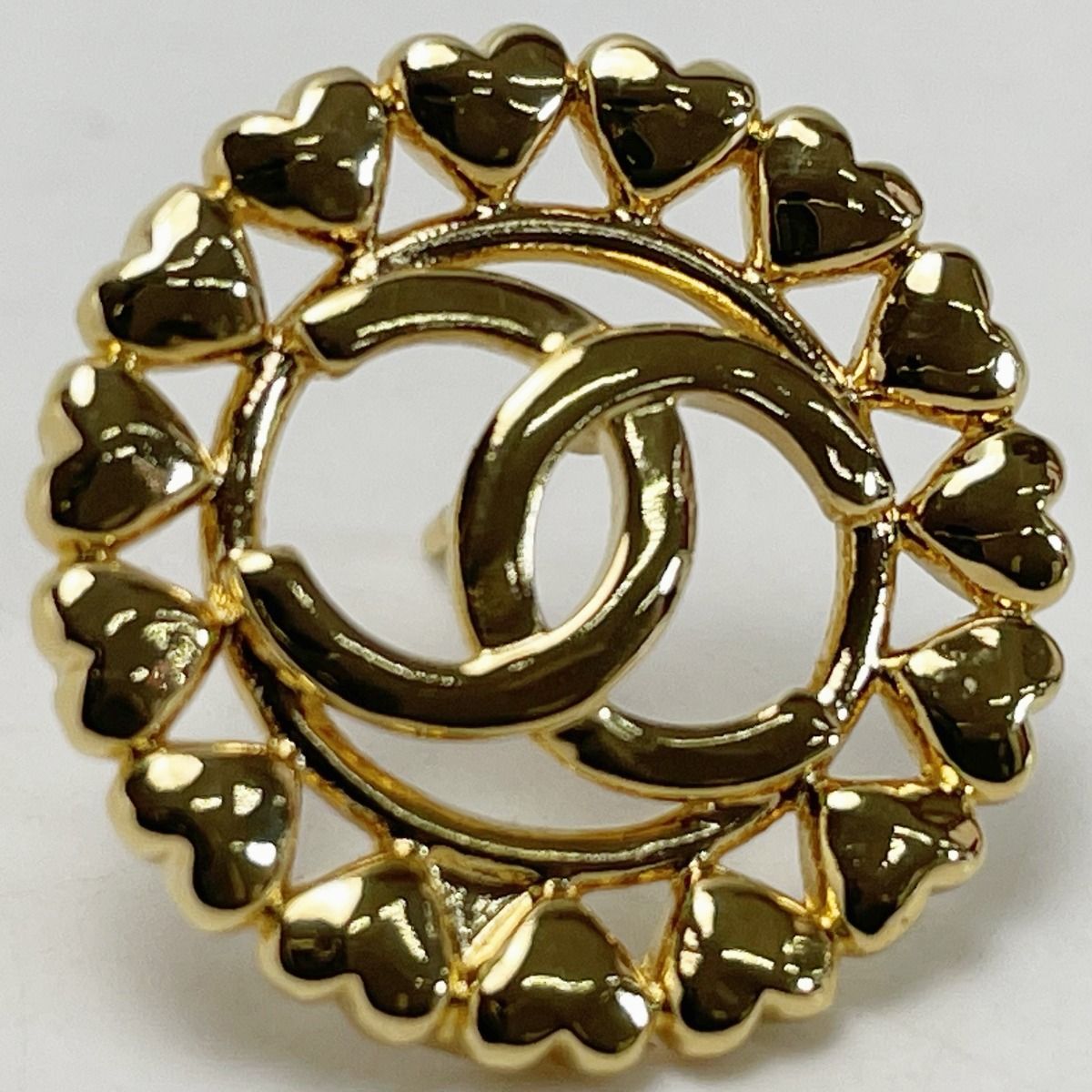 Chanel Round Heart Coco Mark Aba273 Gold Earrings Women's Accessories