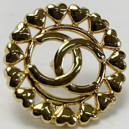 Chanel Round Heart Coco Mark Aba273 Gold Earrings Women's Accessories