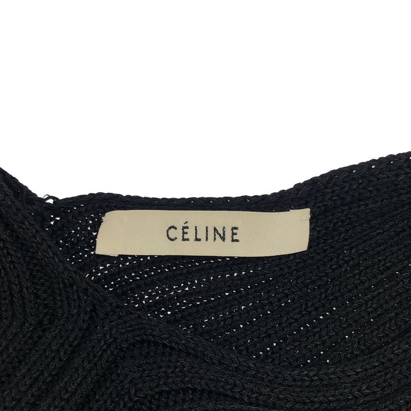 Celine by Phoebe Philo V-Neck Ribbed Knit Sweater 2 3dr7 7707 Black S