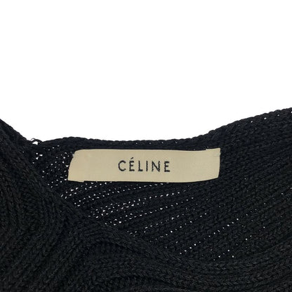 Celine by Phoebe Philo V-Neck Ribbed Knit Sweater 2 3dr7 7707 Black S