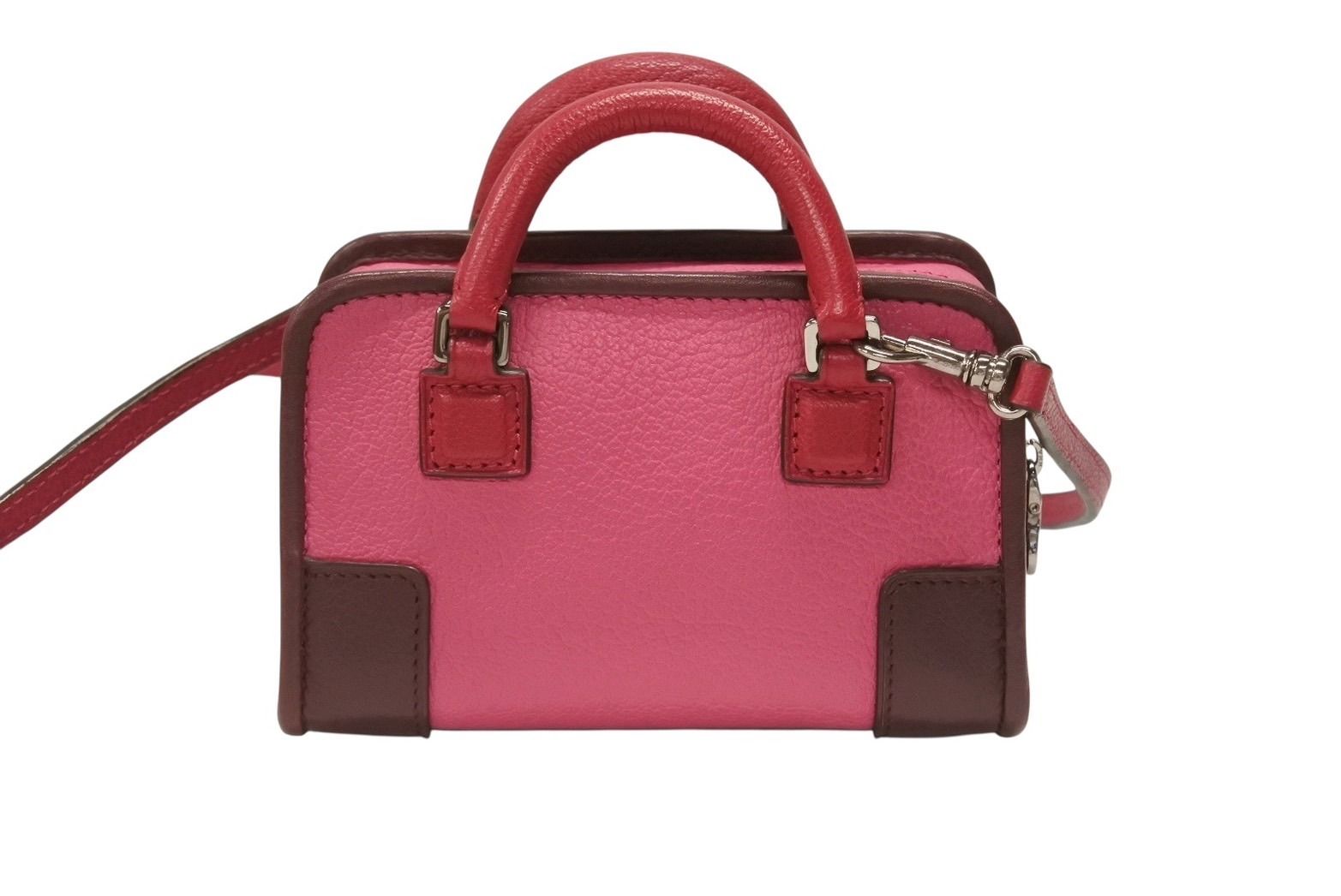 Loewe Amazona Micro Mini 2-Way Shoulder Bag Pouch Leather Pink Bordeaux Silver — view 3