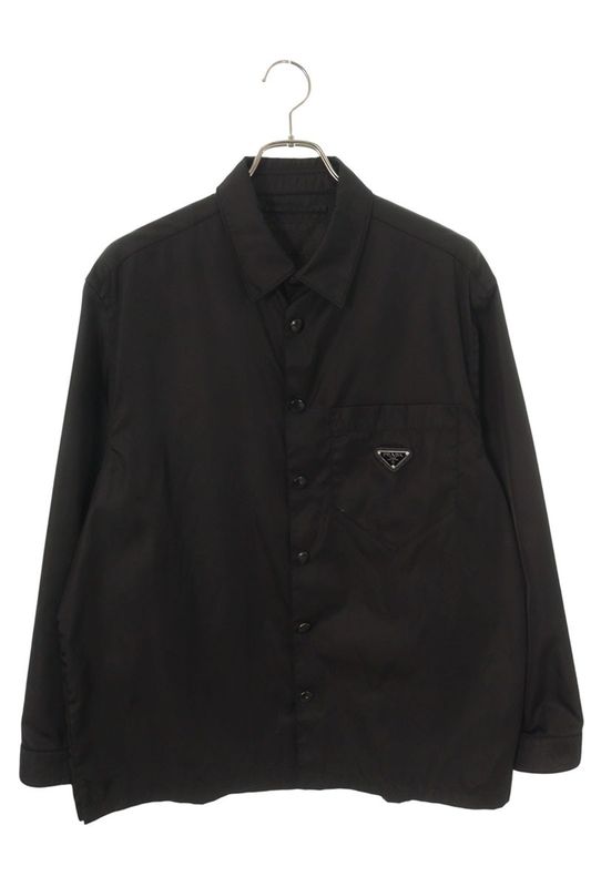 Prada Sc514 Re-nylon Triangle Logo Plate Long Sleeve Shirt Men's L