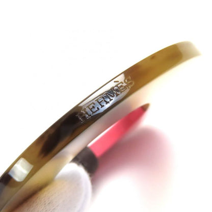 Hermes Ism Bicolor Pendant Necklace Buffalo Horn Lacquer Wood Beige Pink Ladies