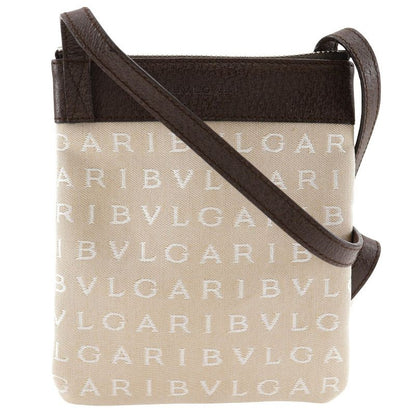 Bvlgari Bulgari Logomania Pochette Canvas And Leather Beige Unisex Shoulder Bag