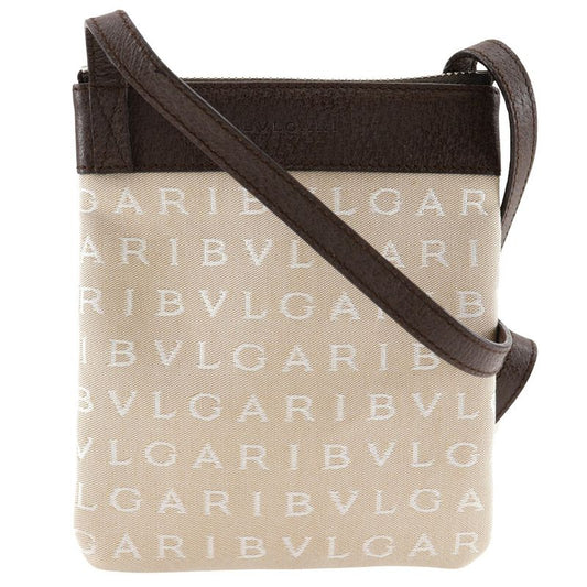 Bvlgari Bulgari Logomania Pochette Canvas And Leather Beige Unisex Shoulder Bag