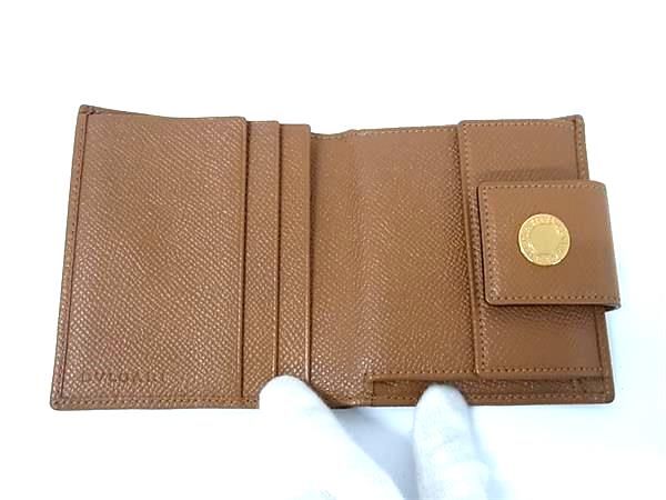 Bvlgari Leather Bifold Wallet Coin Purse Wallet Men's Women's Brown Fk7519