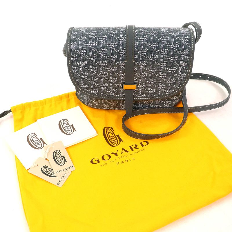 Goyard Ap111696 Belvedere PM Logo Hardware Allover Flap Shoulder Bag Grayish