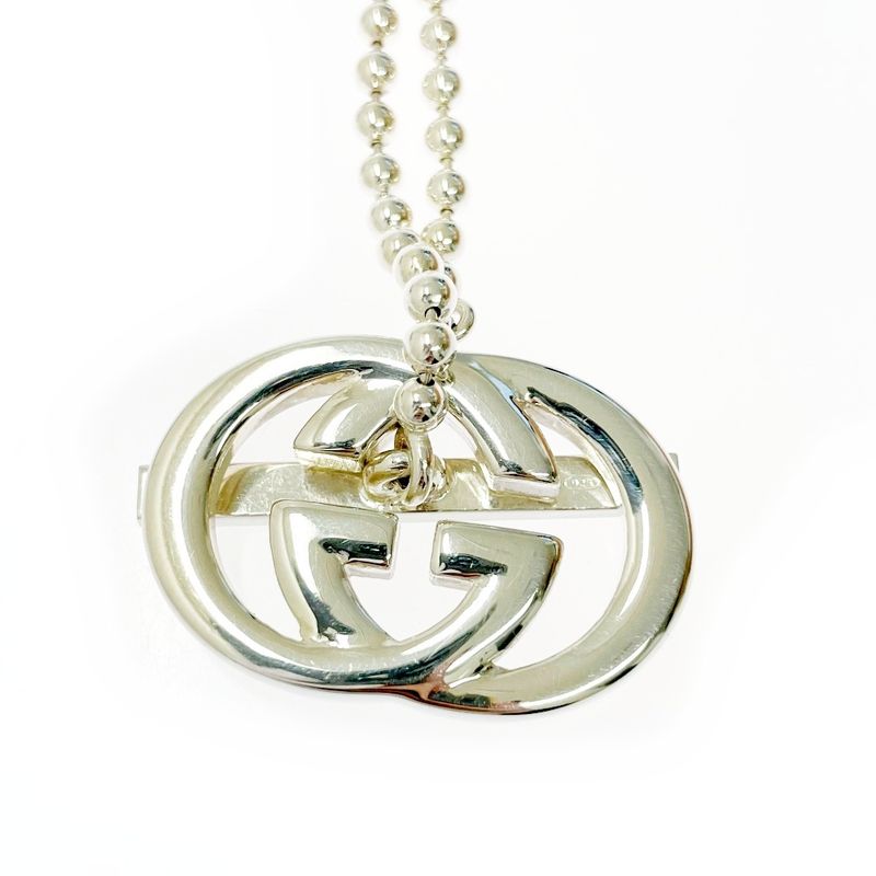 Gucci Silver Interlocking G Ball Chain Necklace 37.5g 925 Engraved 328078