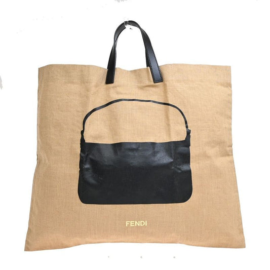 Fendi Tote Bag Logo Canvas Leather 68ka638