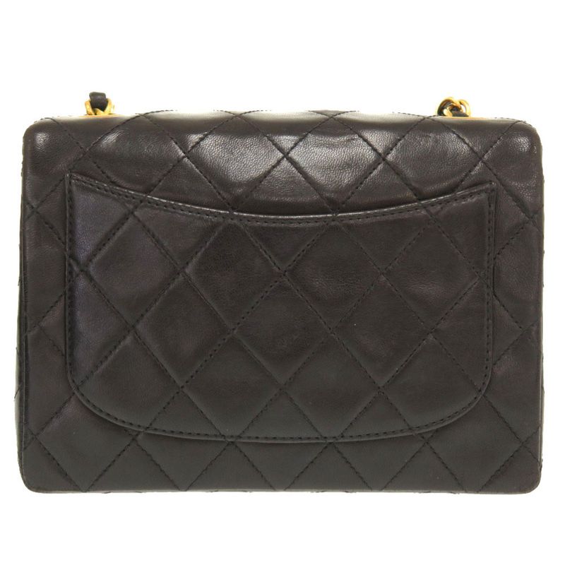 Chanel Mini Matelasse Lambskin Leather Black #4 Gold Chain Shoulder Bag Black
