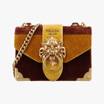 Prada Caye Lion Head Yellow And Brown Velour 1bd089110
