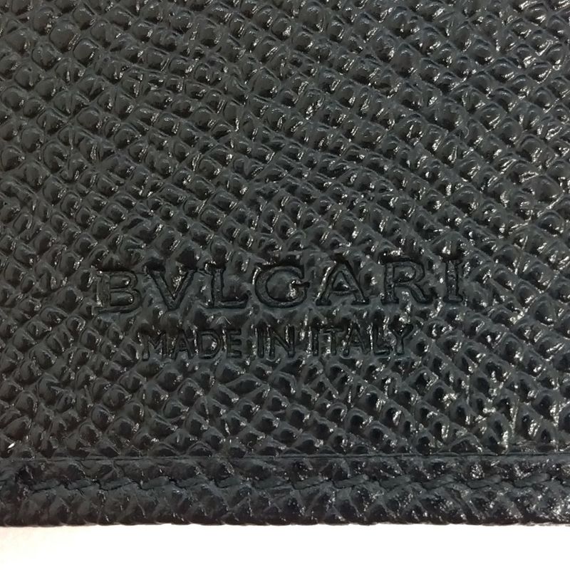 Bvlgari Logo Clip W Hook Long Wallet Long Leather 30416 Black NFC Tag