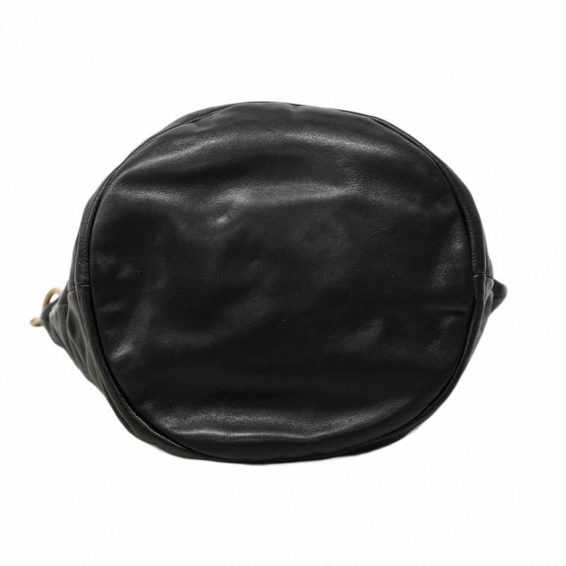 Chanel Shoulder Bag Leather Black Gold Hardware Women