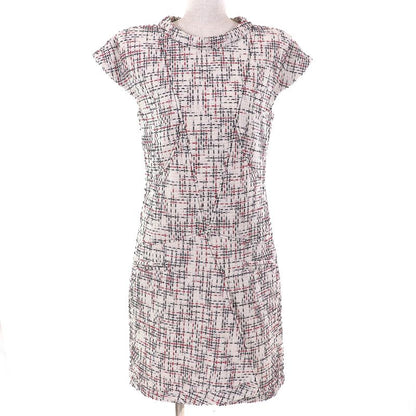 CHANEL P50967 Cotton Coco Mark Button French Sleeve Tweed Dress Ivory Black Red