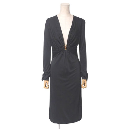 Gucci Dress Size M Long Sleeve V-neck Tight Dress Stretch Made In Italy