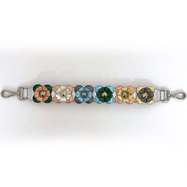 Fendi Handle Strap You Silver Multicolor Excellent Condition Leather