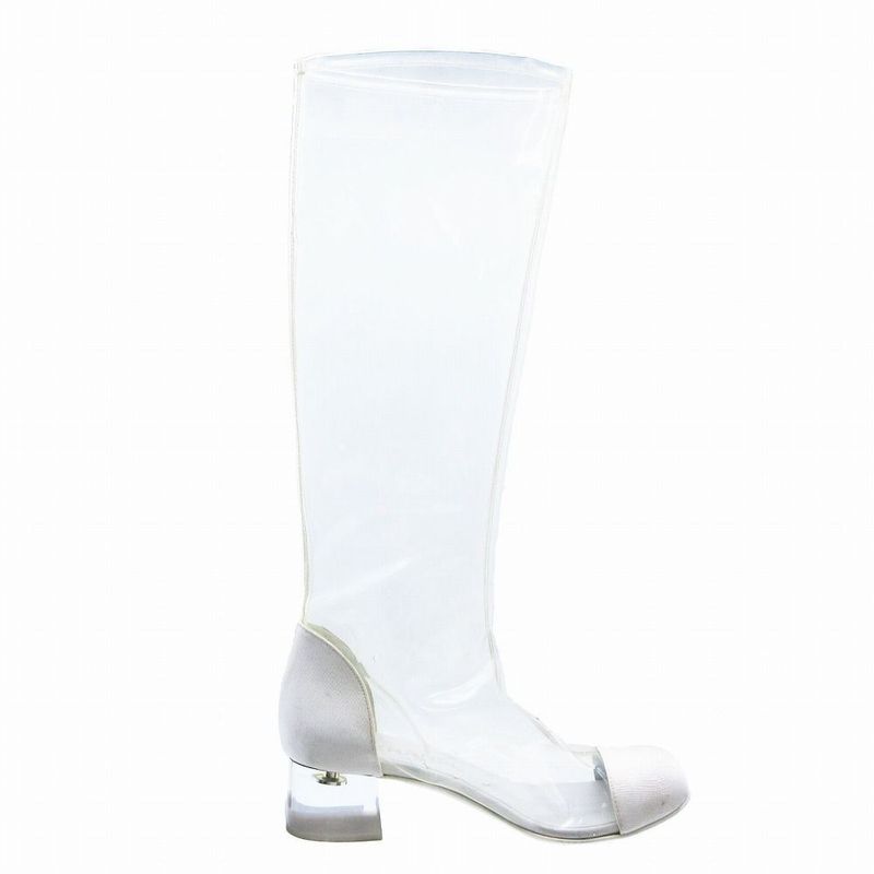 Chanel Clear Boots Long CC Coco Mark Shoes Made in Italy Size 36 23cm (9.06in)