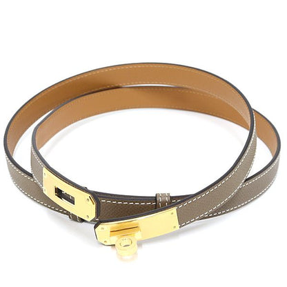 Hermes Women's Belt Kelly 18 Vaux Epson Etoupe Gold Hardware K Engraved (2025)