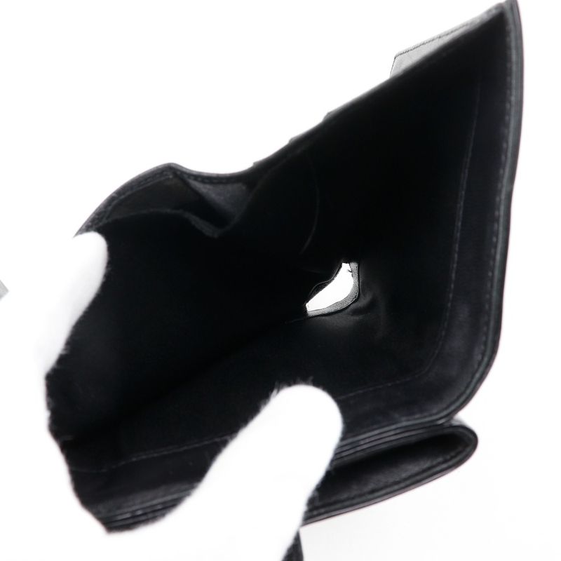 Chanel Icon Line W Hook A37152 Patent Leather Black Ladies Bifold Wallet