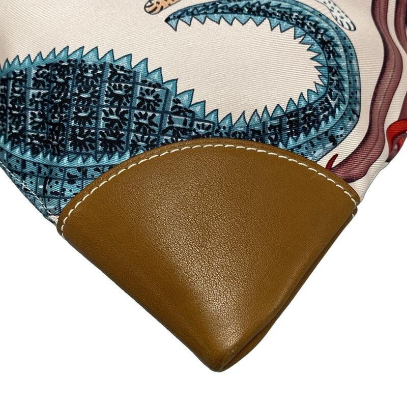 Hermes Shoulder Bag Silky City MM Light Pink X Gray X Multi Animal Print Silk