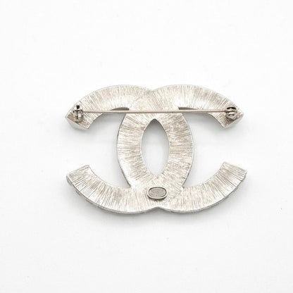 Chanel Brooch Corsage Silver Here Mark Rhinestone