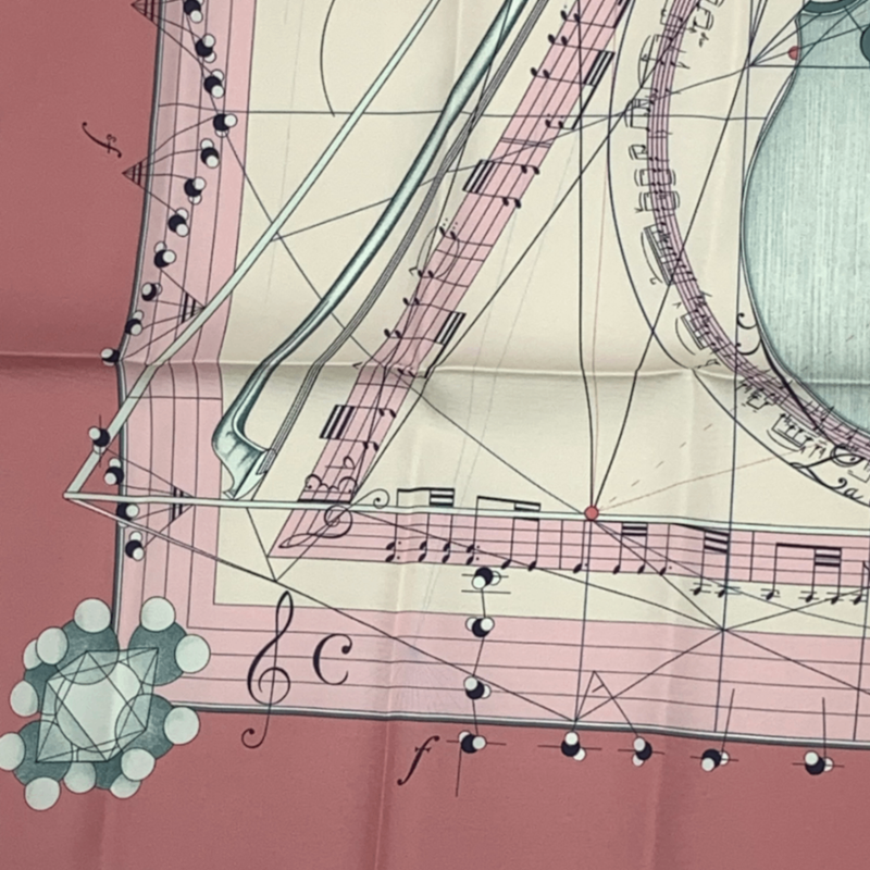 Hermes Scarf Carre 90 Music Played By Spheres La Musique Des Spheres Pink 100%