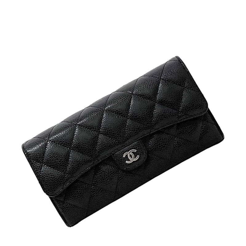 Chanel Bifold Long Wallet Black Matelasse Ap0241 Excellent Condition Wallet