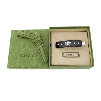 Gucci Adidas Collaboration Hair Clip Black Silver Color With Star