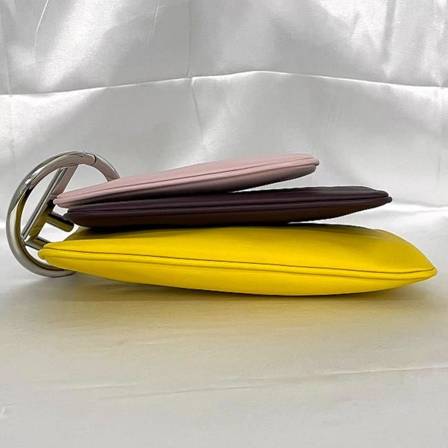 Fendi Clutch Bag Triplet Pouch Pink Bordeaux Yellow