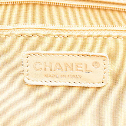 Chanel Matelasse Coco Mark Chain Tote Bag Beige Caviar Skin Women's Chanel