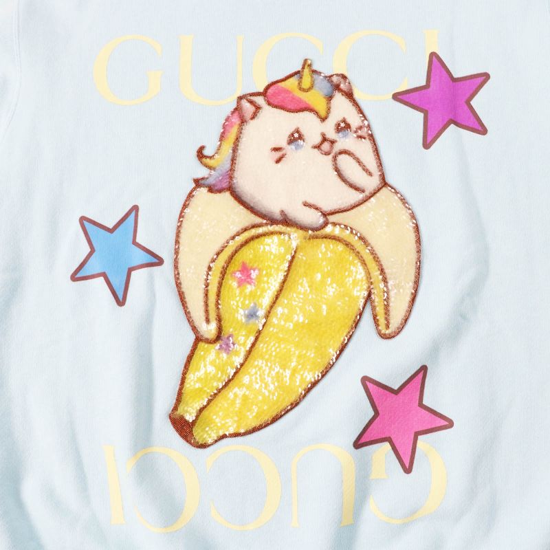 Gucci 22AW 617964 Cotton Silk Logo Printed Banana Sequins Oversized Sweatshirt