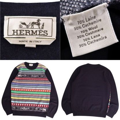 Hermes Knit Sweater Long Sleeve Long Sleeve Allover Pattern Woo