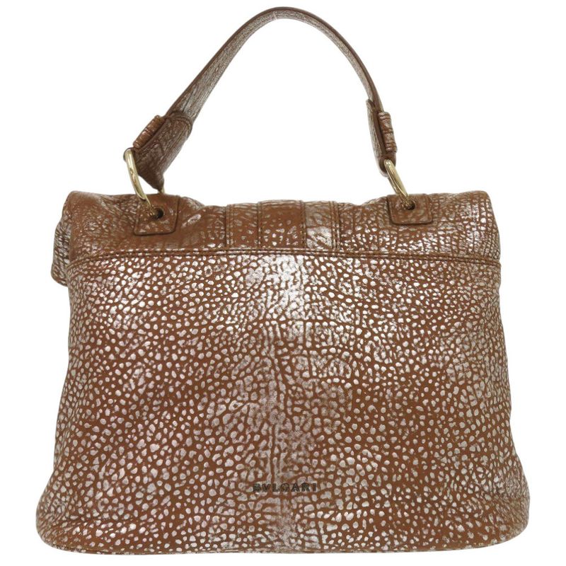 Bulgari Leoni 31649 Leather Brown/silver Handbag Brown 0128 Bvlgari