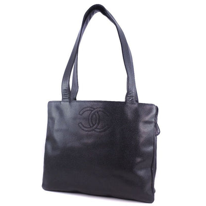 Chanel Shoulder Tote Caviar Skin Black Ladies Tote Bag