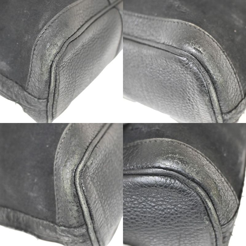 Hermes Garden File Tote Bag Canvas Leather Black ▢I 69fa285