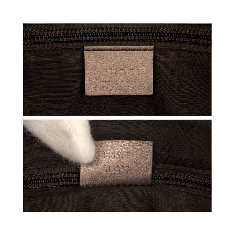 Gucci Imprime Metallic Brown Silver Hardware PVC 223668 Tote Handbag Women