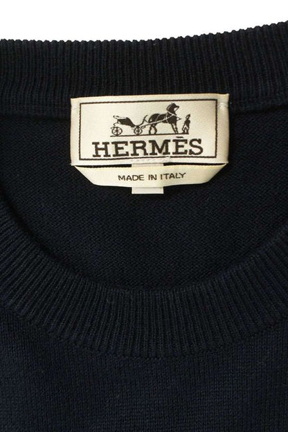Hermes 24SS Graphic Lines Line-switched Cotton Cashmere Half Sleeve Knit Men's S