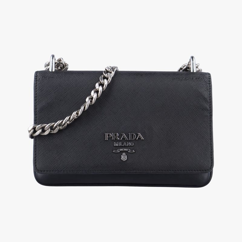 Prada Patina City Chain Black Saffiano Leather 1bd009204