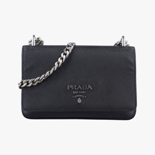 Prada Patina City Chain Black Saffiano Leather 1bd009204
