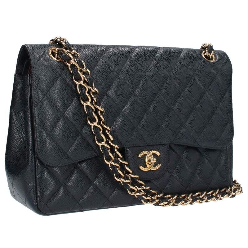 Chanel Matelasse 30 Double Flap Caviar Skin Chain Shoulder Bag For Men 30