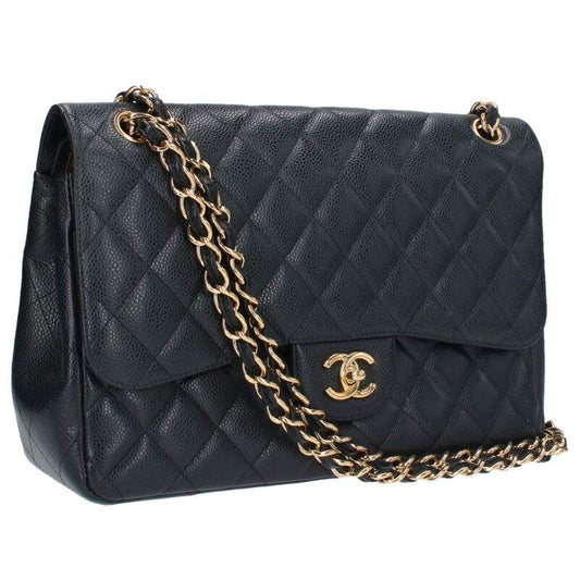 Chanel Matelasse 30 Double Flap Caviar Skin Chain Shoulder Bag For Men 30