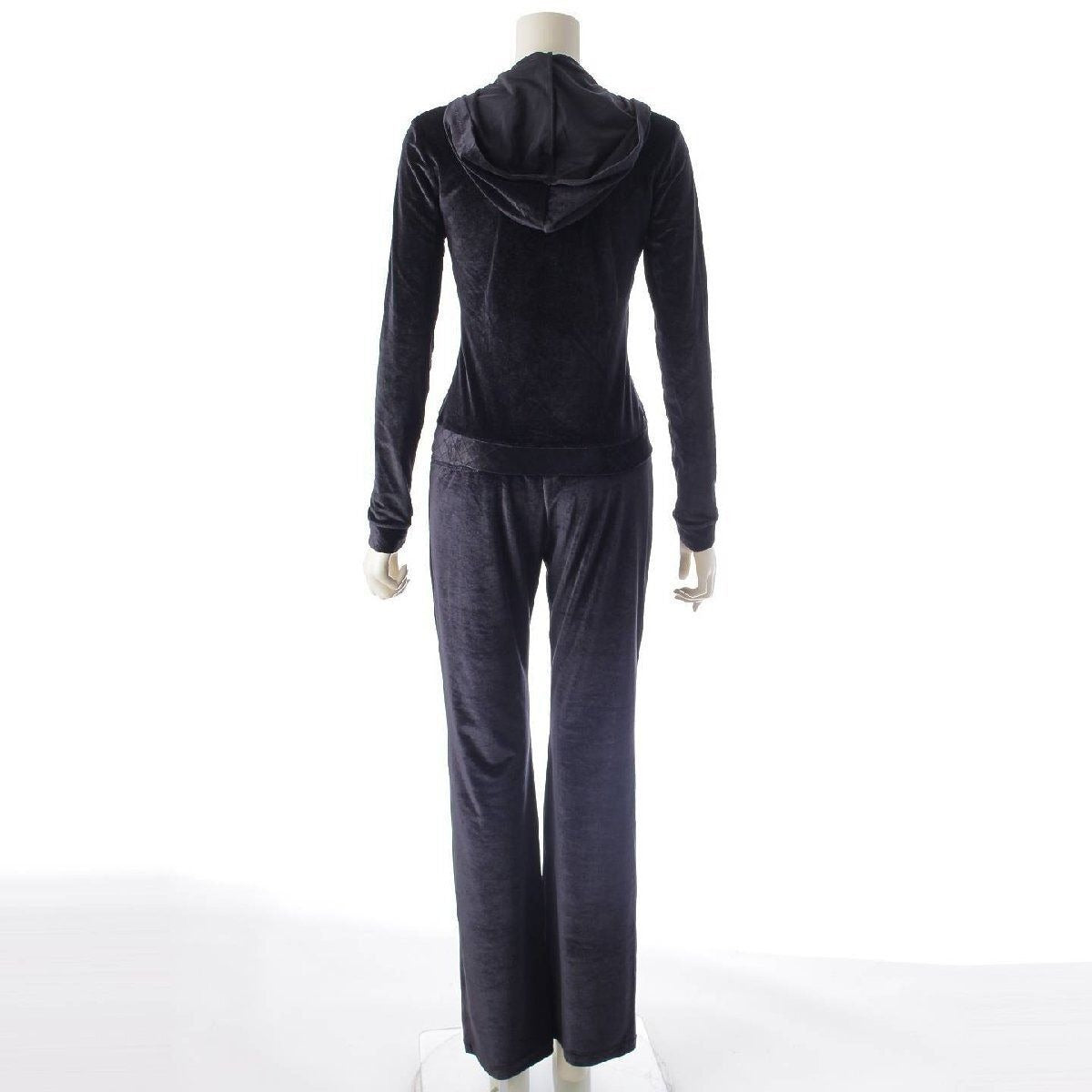 CHANEL 05C Velour Track Suit Pants Set Top Y2K Black 38