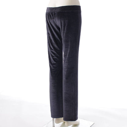 CHANEL 05C Velour Track Suit Pants Set Top Y2K Black 38