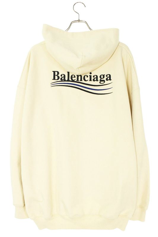 Balenciaga 620947 Tkvi9 Used Campaign Logo Embroidered Pullover Hoodie Men XXS
