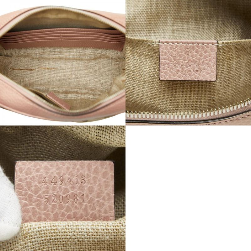 Gucci GG Canvas Crossbody Shoulder Bag 449413 Brown Pink Canvas Leather Women's