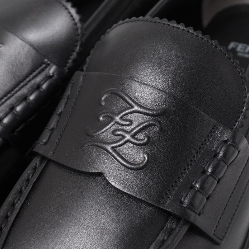 Fendi Loafers Size 40 Double F Zucca Logo Leather Shoes 20251027