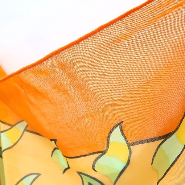 Hermes Pareo Sun Motif 100% Cotton Orange Large Shawl With Box Hermes