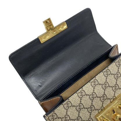 Gucci Shoulder Bag Padlock GG Small 409487 Black X Brown X Multi Chain Shoulder